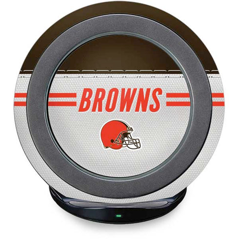 NFL Cleveland Browns White Striped Fast Charge Wireless Charging Stand Skin